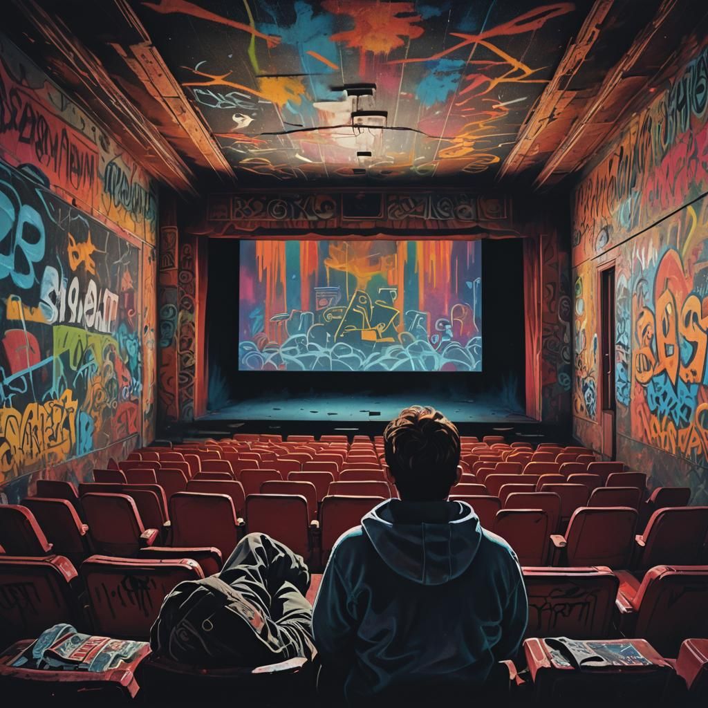 Eerie Cinema Experience in Polychromatic Graffiti Style