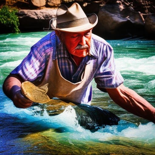 Prospector Panning for Gold in Salvador Dali Style