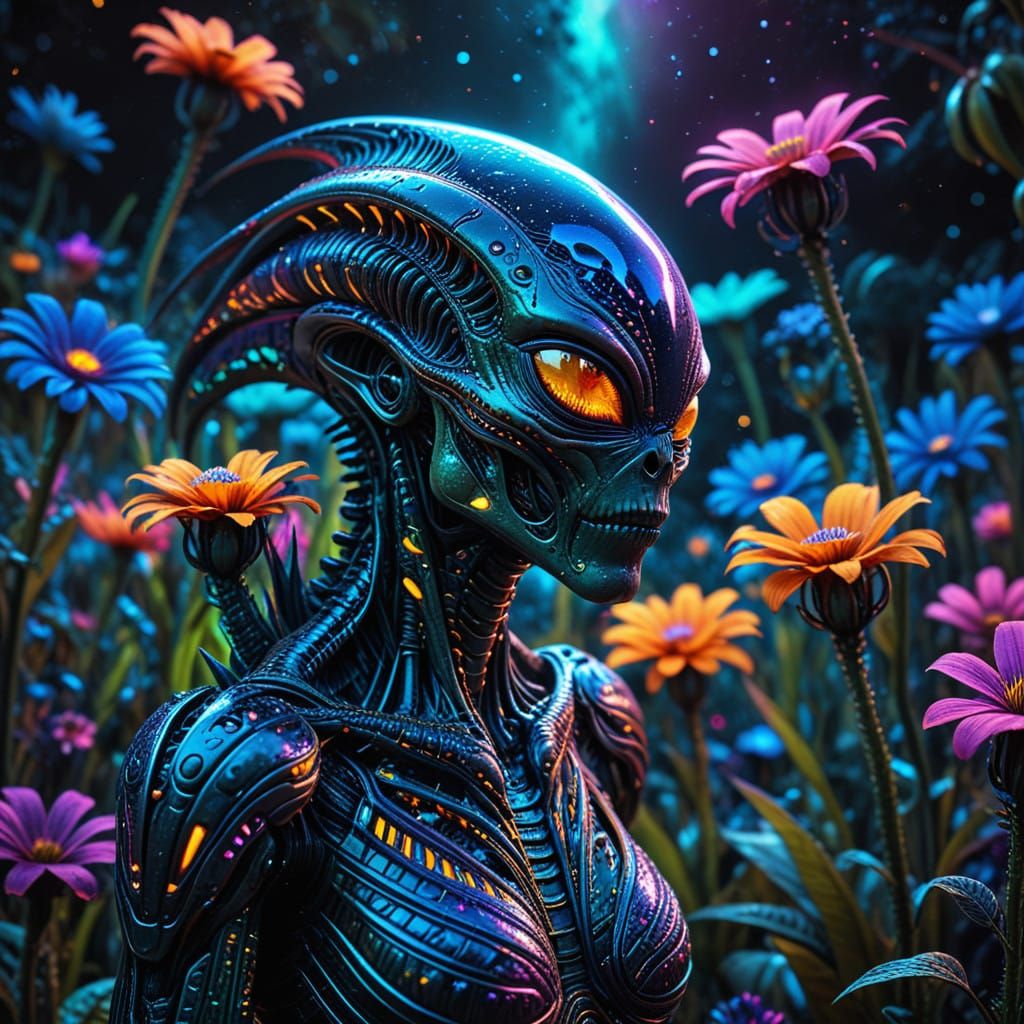 Surreal Cosmic Garden Blooms in Hyperrealistic Splendor