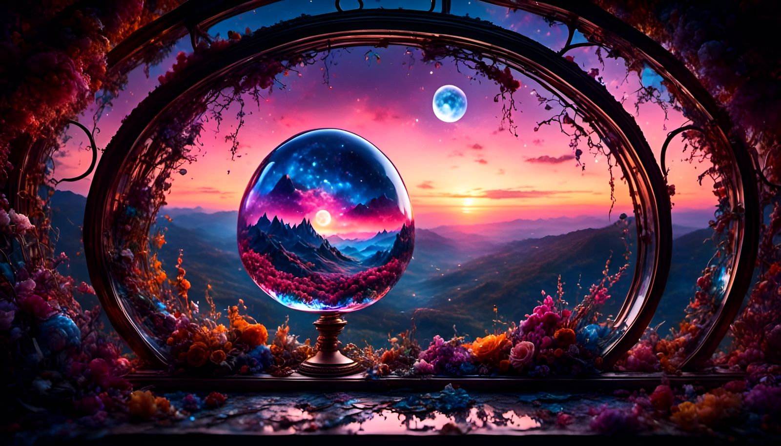 Sunrise Dreamscape Inside Moon Shaped Glass