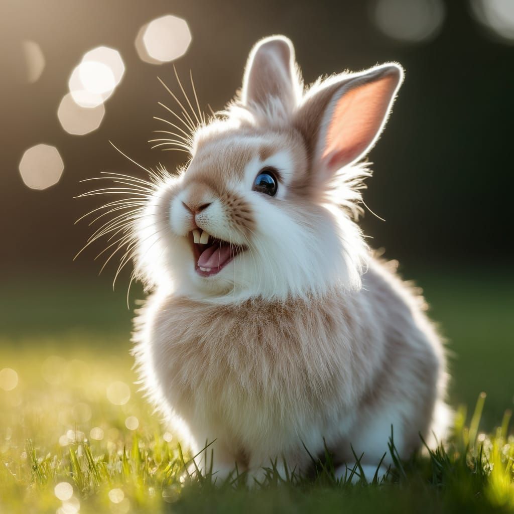Joyful Bunny Laughing in Sunlight