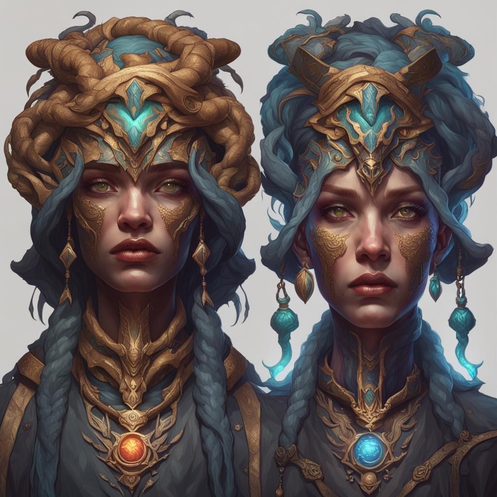 Detailed Snake Witch Portrait in Hyperdetailed Concept Art