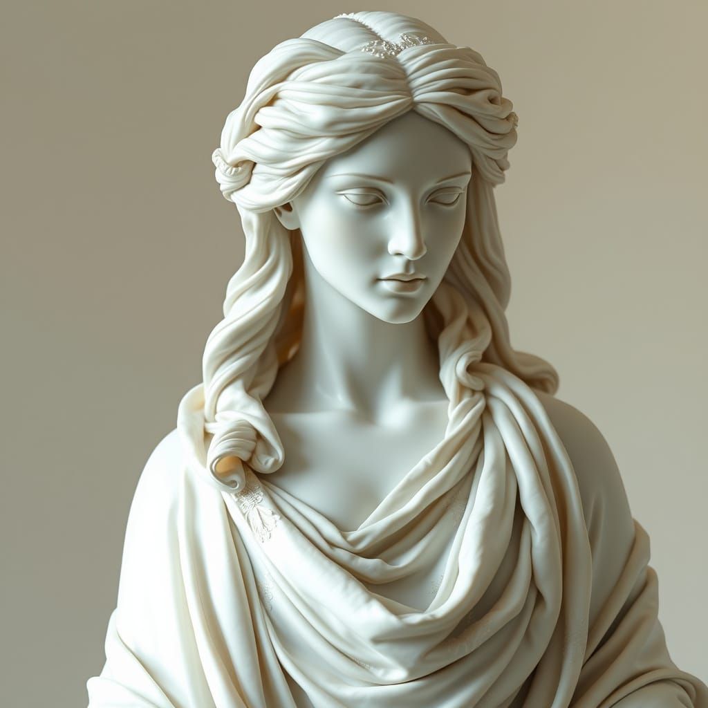Classical Goddess Sculpture in Luminous Marble