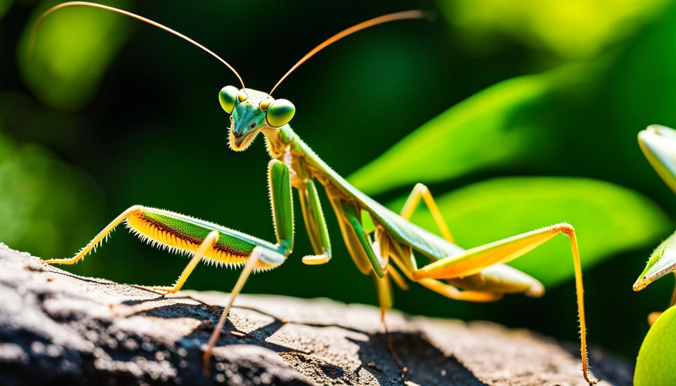 Hyperdetailed Praying Mantis Garden Scene