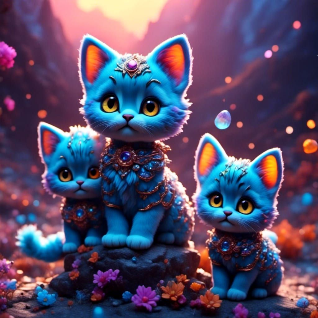 Pixar Style Kittens in 3D Digital Art