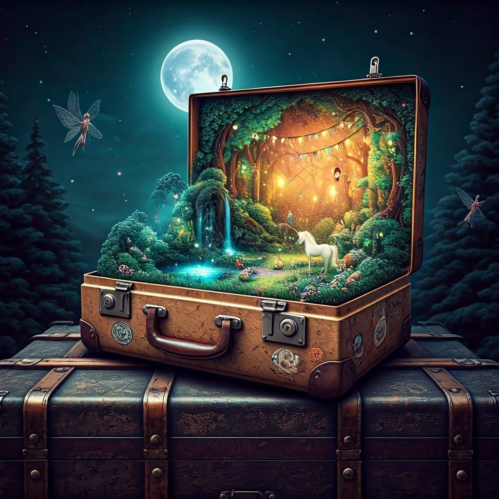 Enchanting Miniature Fantasy World Inside Vintage Suitcase