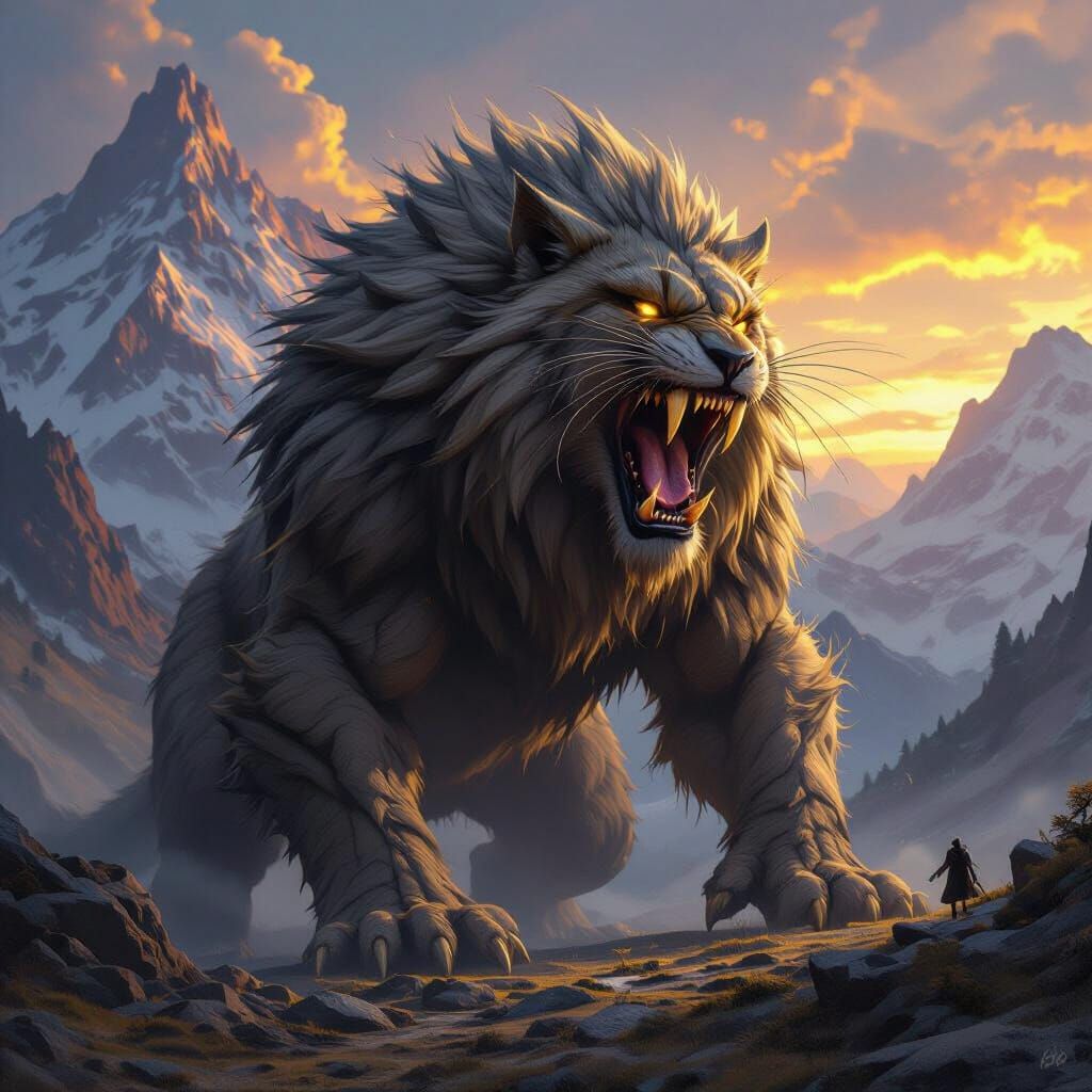 Electrified Felines in Dark Fantasy Landscape