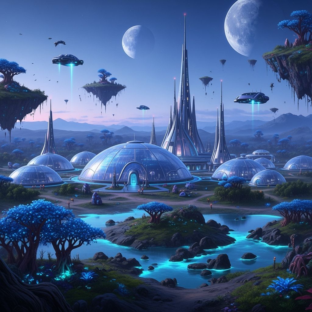 Alien City of the Future, in Sci-Fi Style