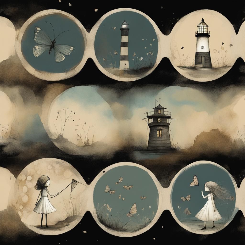 Big-Eyed Girl with Butterfly Wings Dress