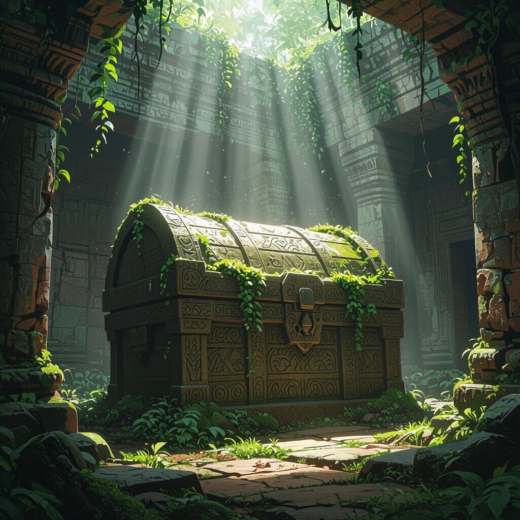 Mysterious Ancient Chest in Jungle Temple