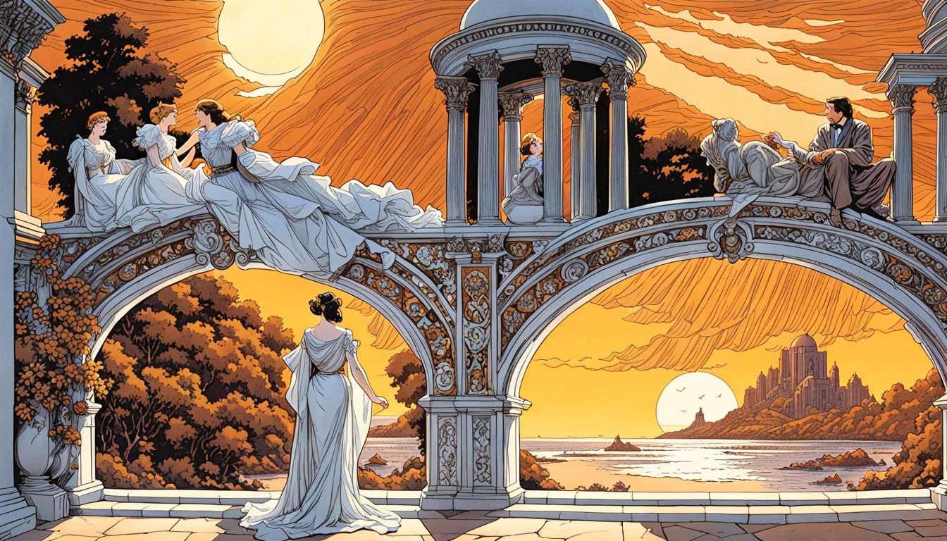 Elegant Fantasy World in Graffiti-Inspired Hand-Drawn Style