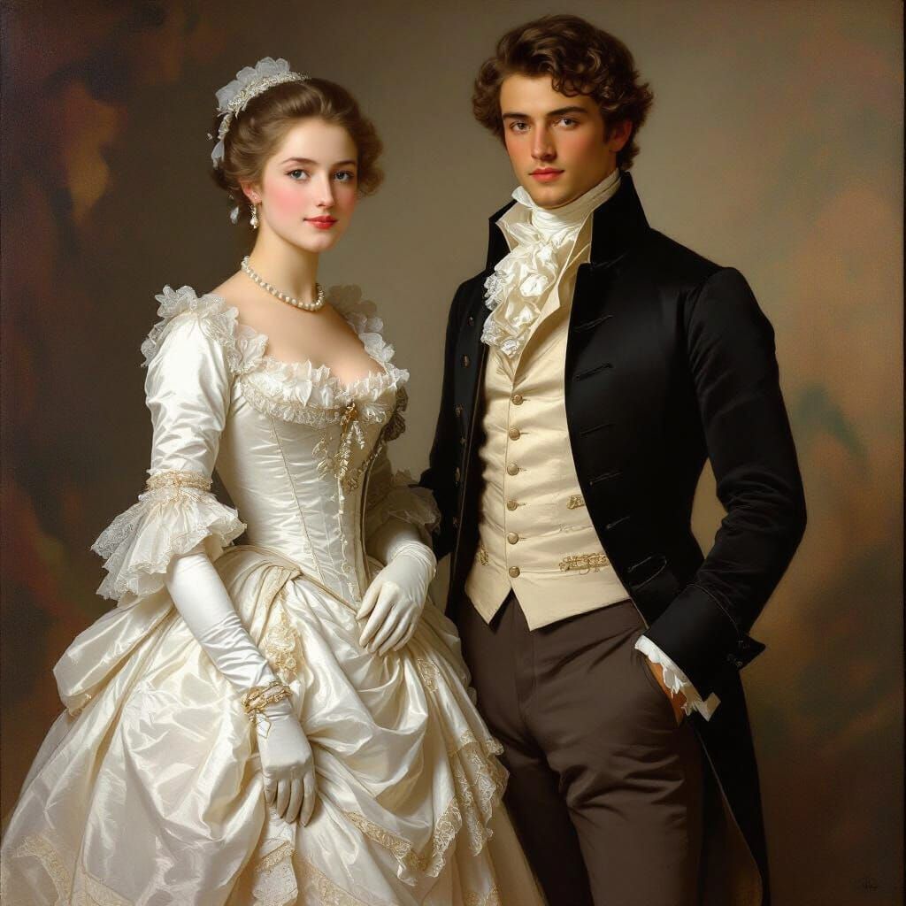 1700s Couple Portrait in Rococo Style