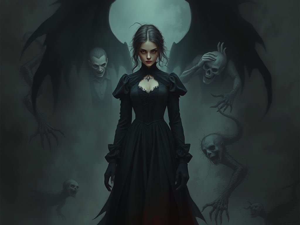 Ominous Beauty in Victorian Dress: Dark Spirits