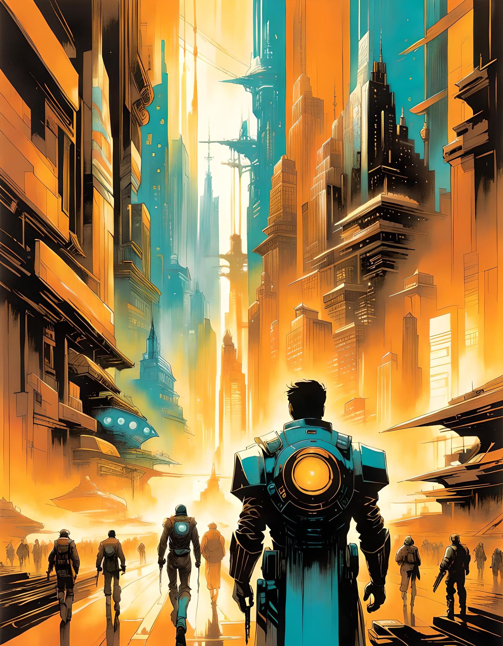 Dystopian Metropolis Escapes Dying Planet in Detailed Art