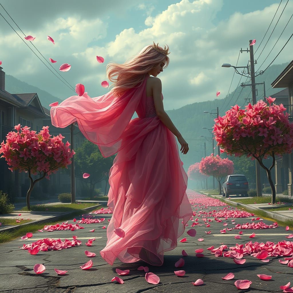 Whimsical Princess Transforms Gritty Cityscape