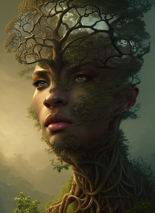 African Adam and Eve: Tree of Life, Digital Art