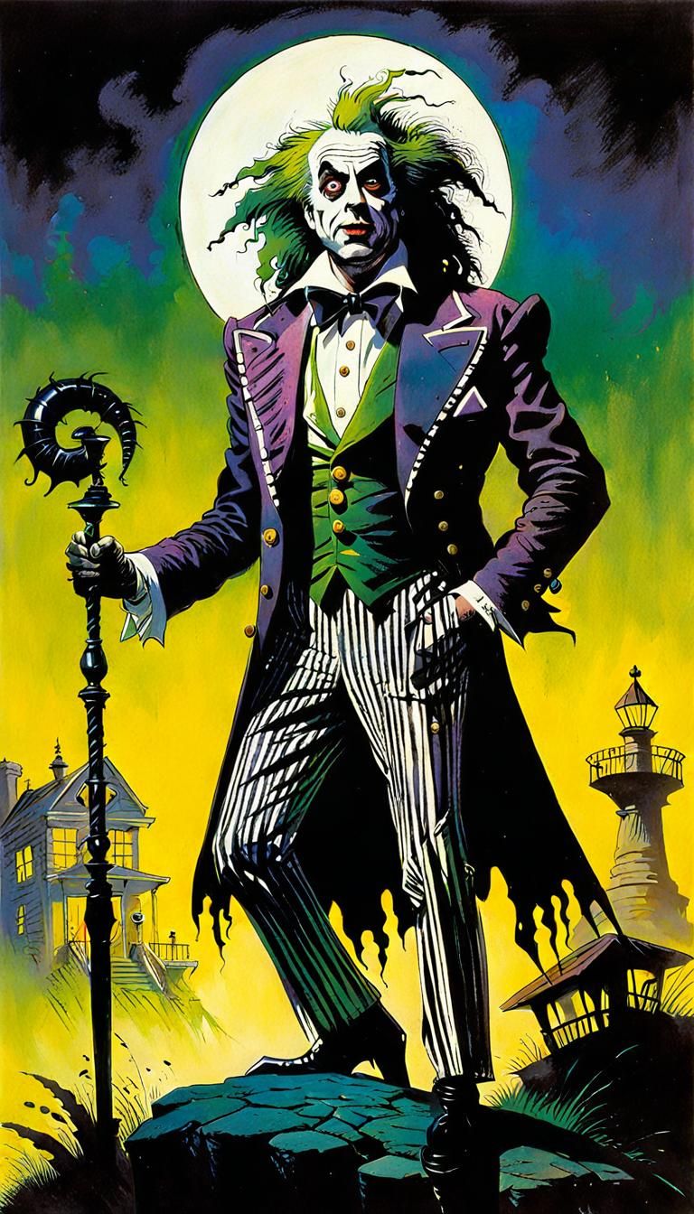 Beetlejuice in Frank Frazetta Style