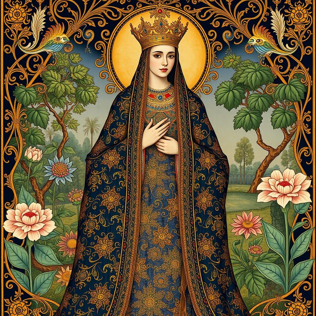 Ethereal Queen in Persian Miniature Style