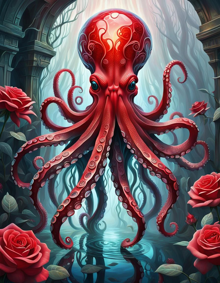 Octopus Rosebush Enters Portal: Crystalline Cubism