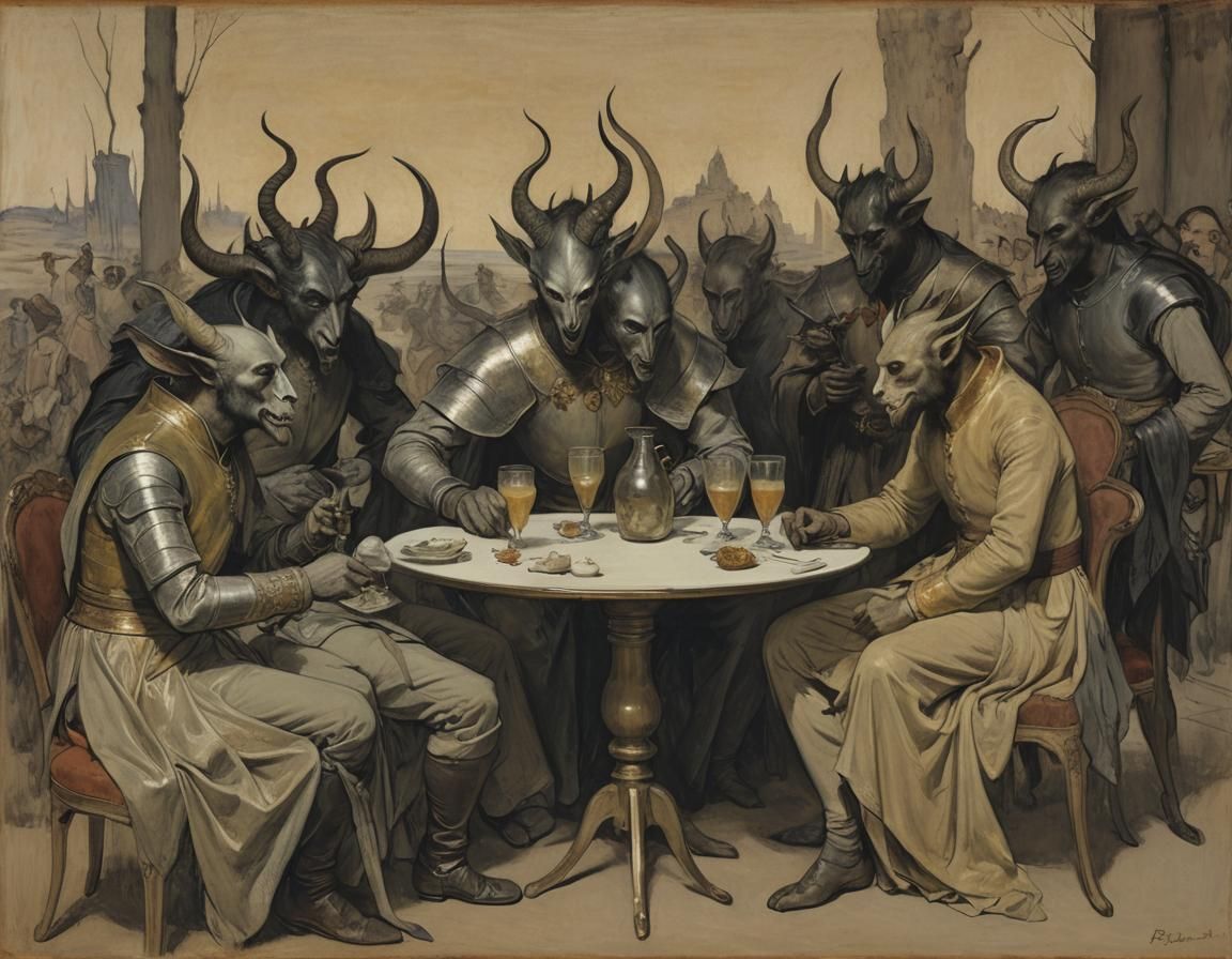 Daemons Discussing Destiny with Gothic Art Style