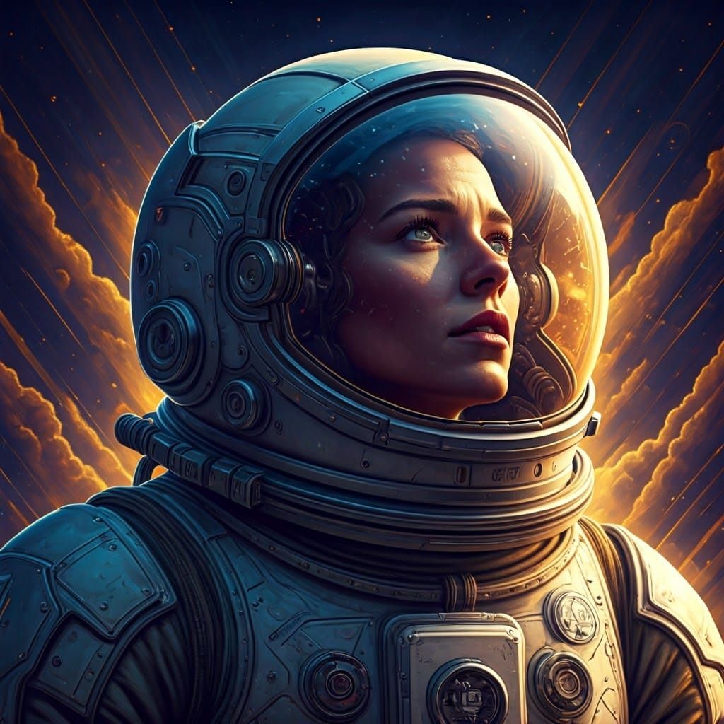 Astronaut Gazing at Stars in Futuristic Concept Art