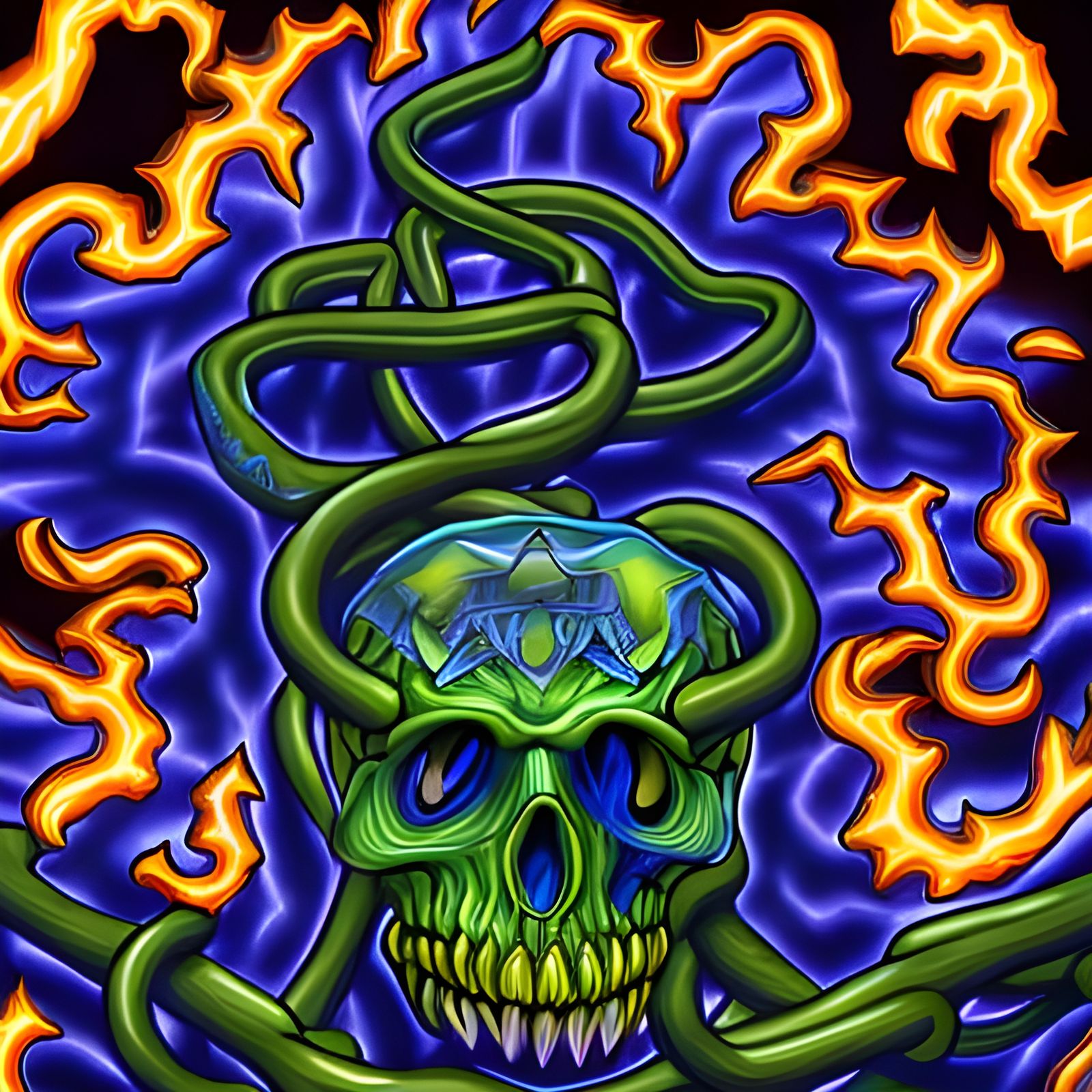 Electric Cobra in Horror Concept Art Style