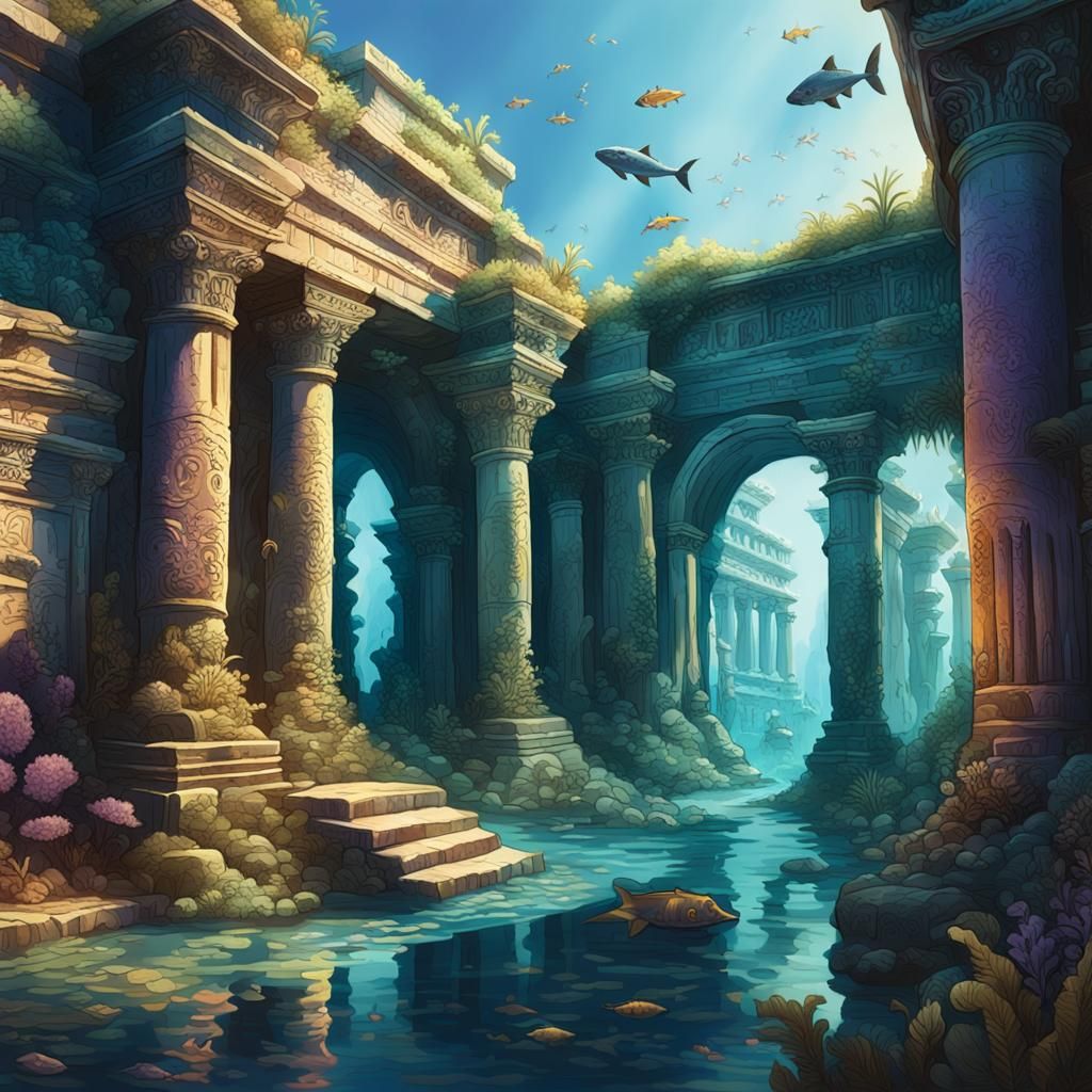 Sunken Atlantis Ruins Concept Art