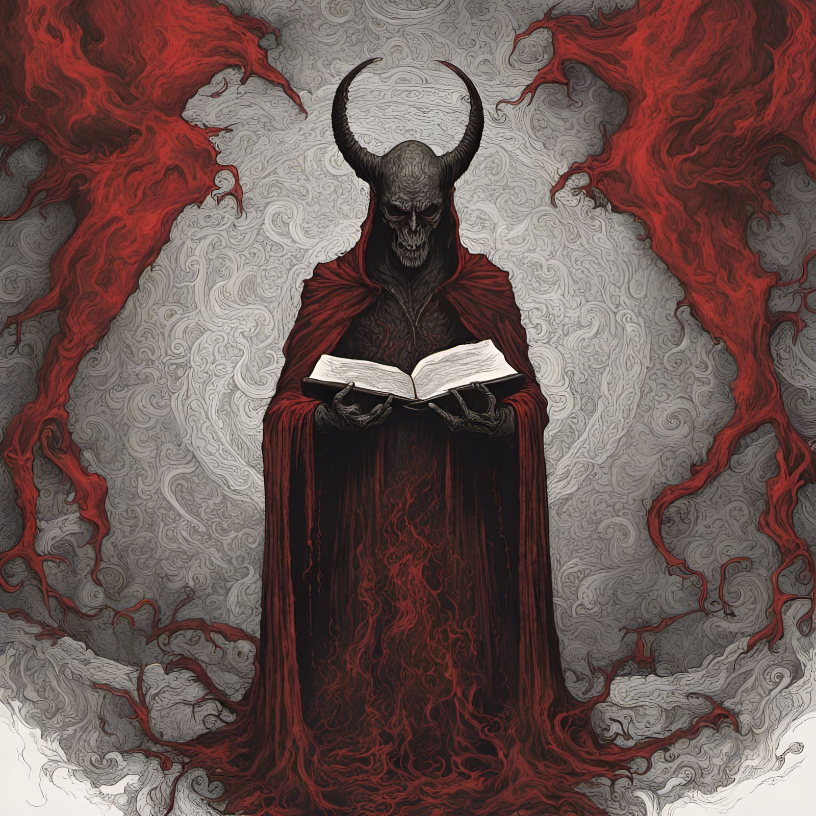 Infernal Book Page with Celtic Patterns in Hell