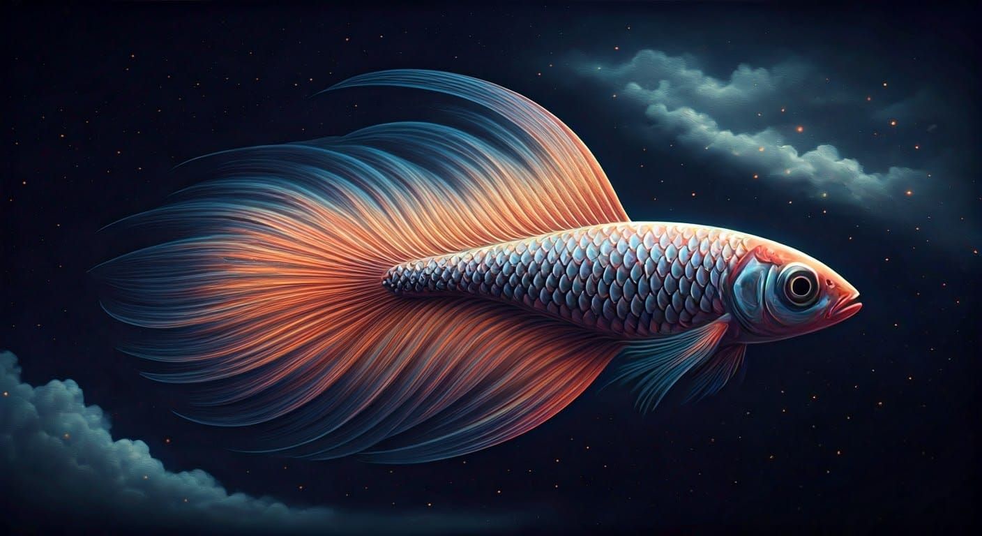 Surreal Moonlit Fish in Abstract, Iridescent Glory