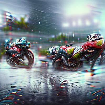Motorcycle Racing in the Rain: A Digital Art