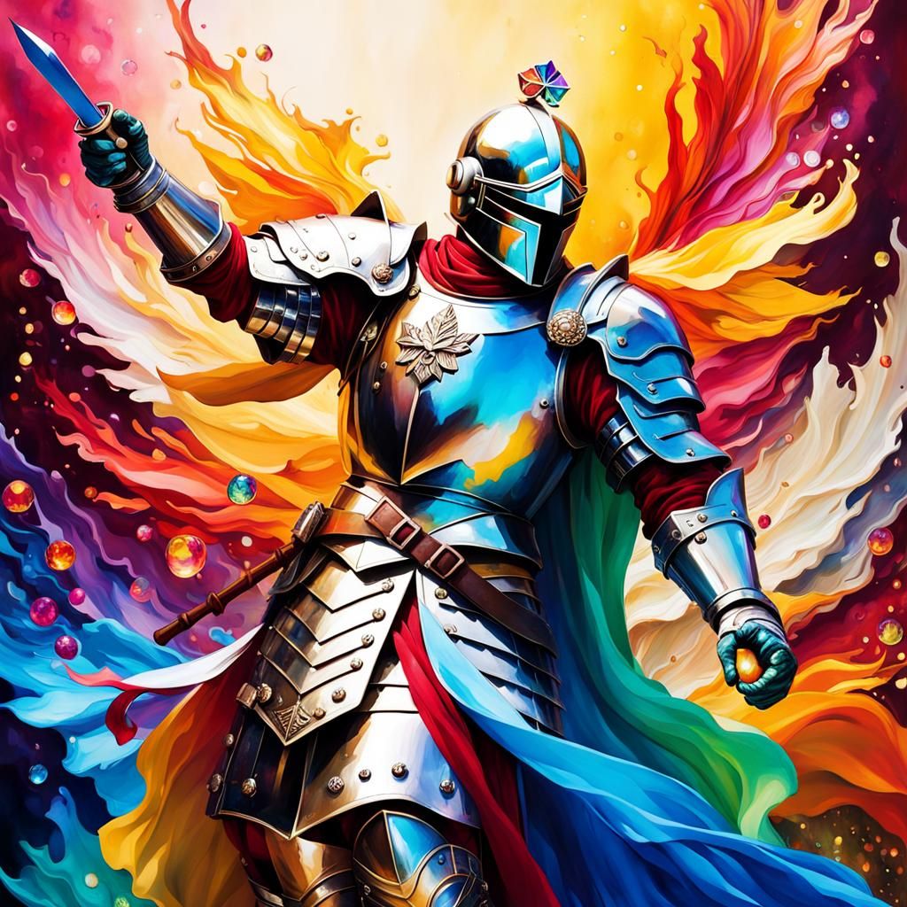 Crystalline Knight in Alcohol Ink Style