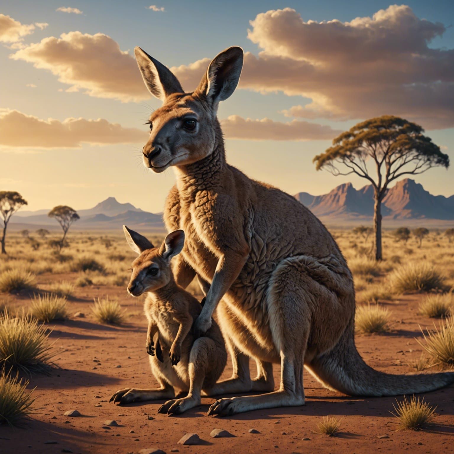 Kangaroo Mother and Baby: Fantasy Concept Art