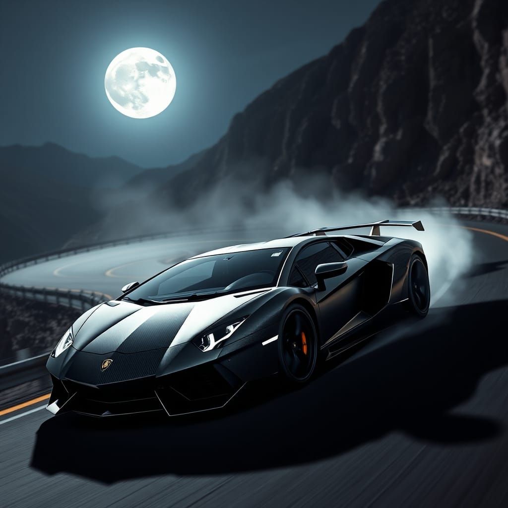 Lamborghini Aventador Speeding on Mountain Road