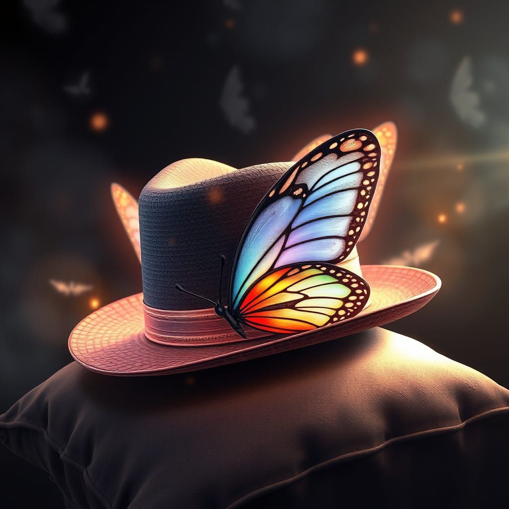 Whimsical Fedora Hat of Butterfly Wings