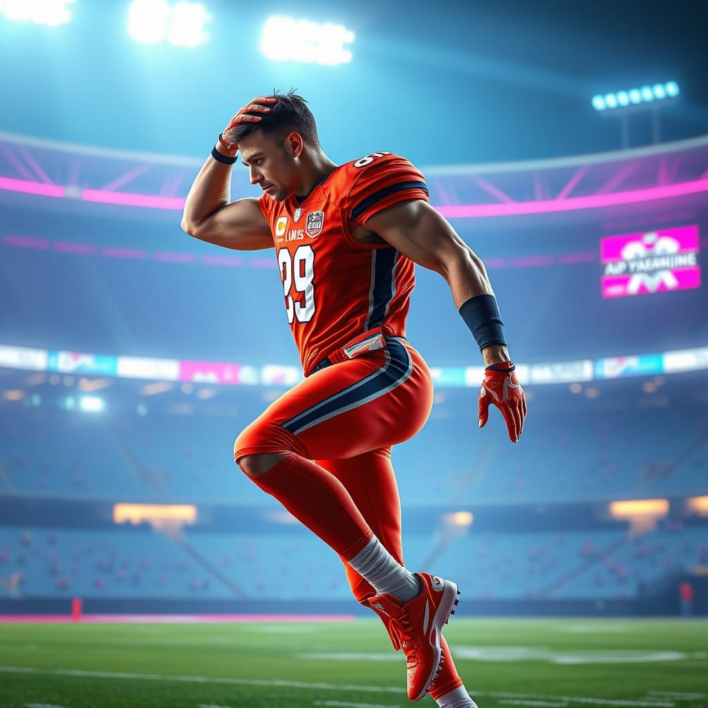 Futuristic Athlete in Neon Stadium