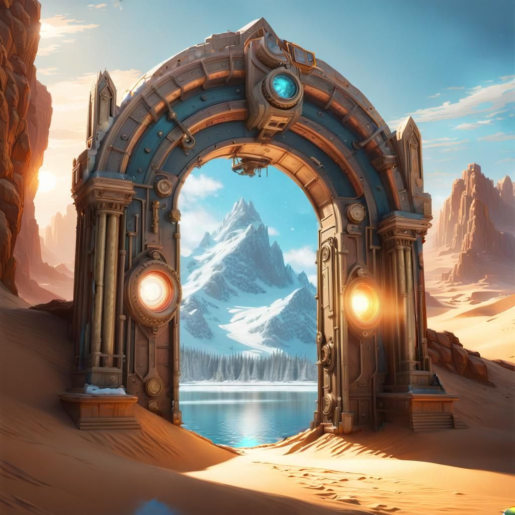 Desert Portal to Lake on Mechanical Mountain