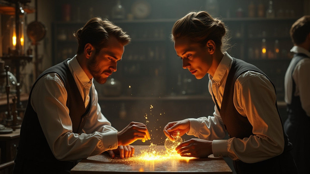 Marie and Pierre Curie in the Laboratory