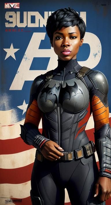 Patriotic Athlete in Batsuit: Minimalist Propaganda Art
