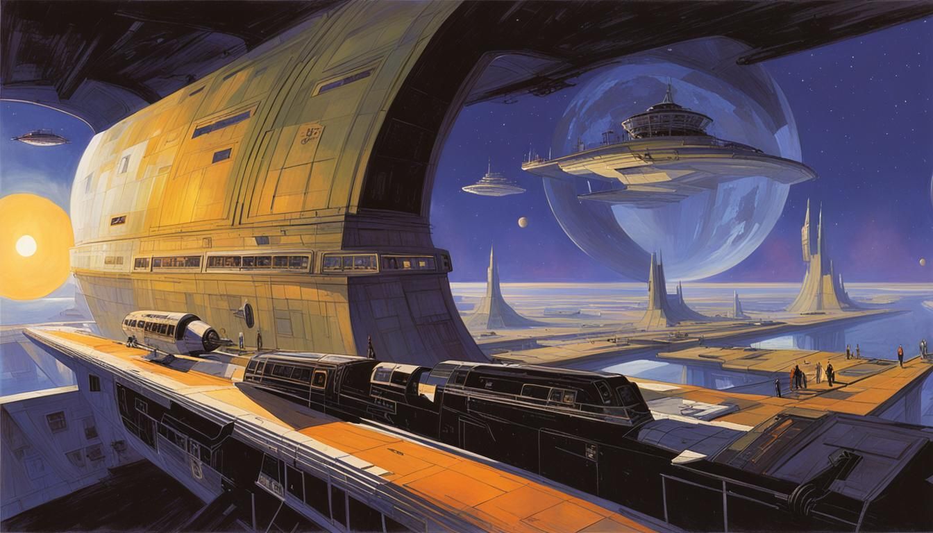 Futuristic Space Port with Time Gate