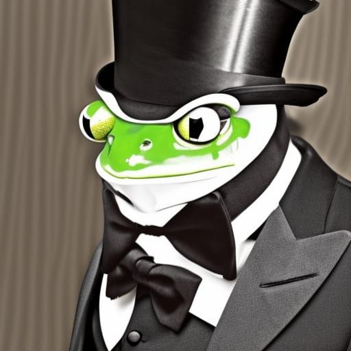 Dapper Frog in Top Hat and Tuxedo