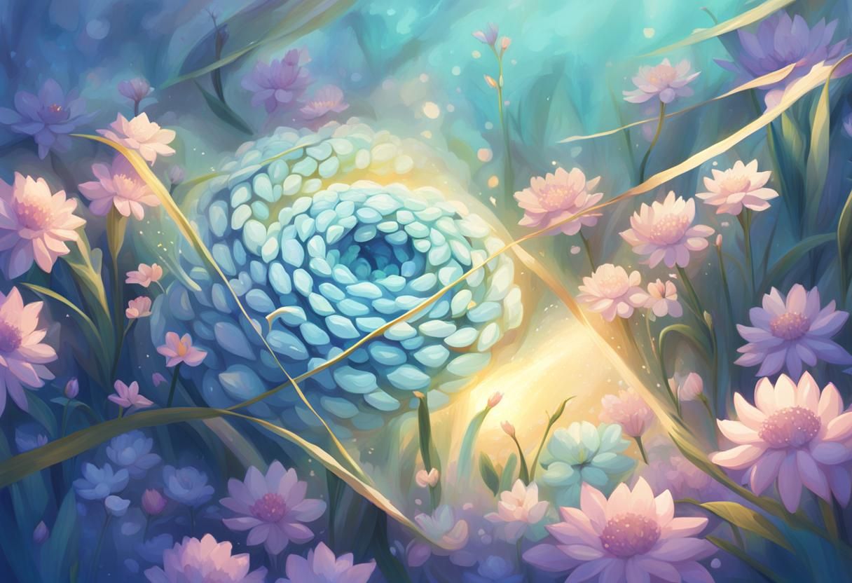 Light Blue Snake in Loish Style Floral Art