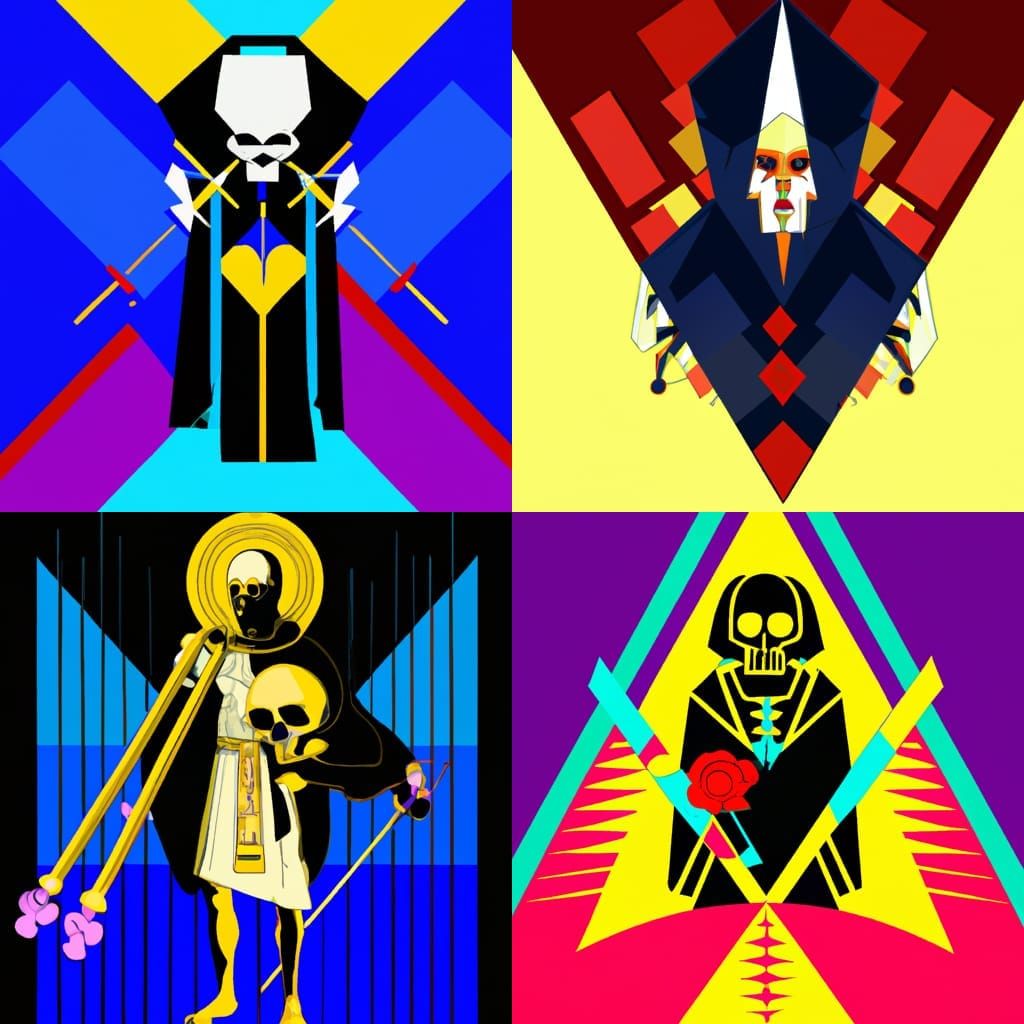 Macho Grim Reaper Pop Art in Bauhaus Style