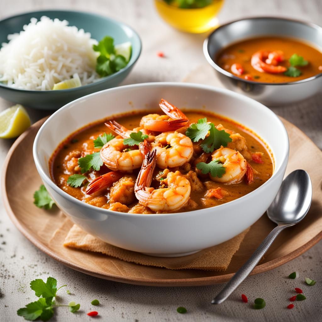 Delicious Prawn Curry in Stunning Bokeh Lighting
