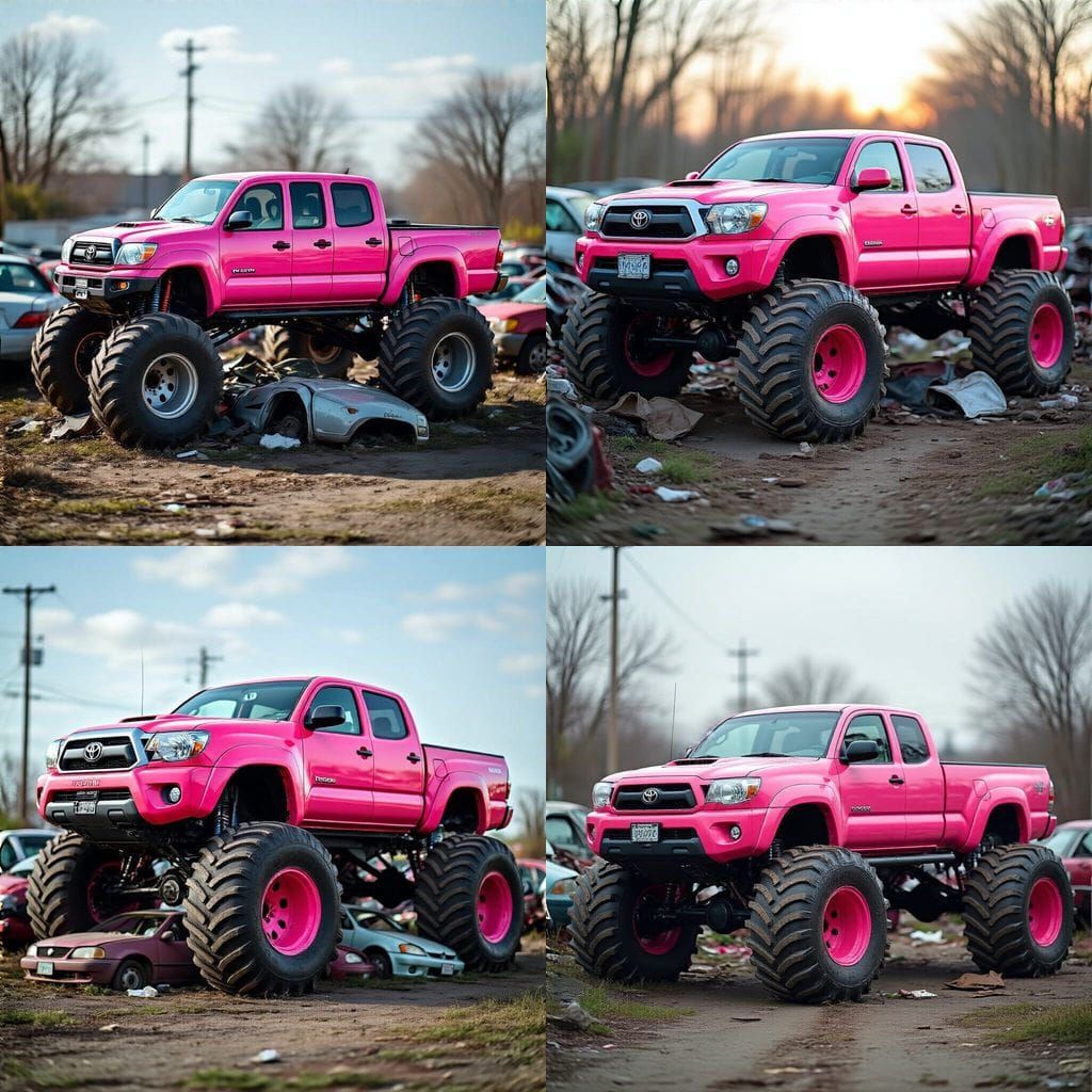 Neon Pink Toyota Tacoma Monster Truck Photo