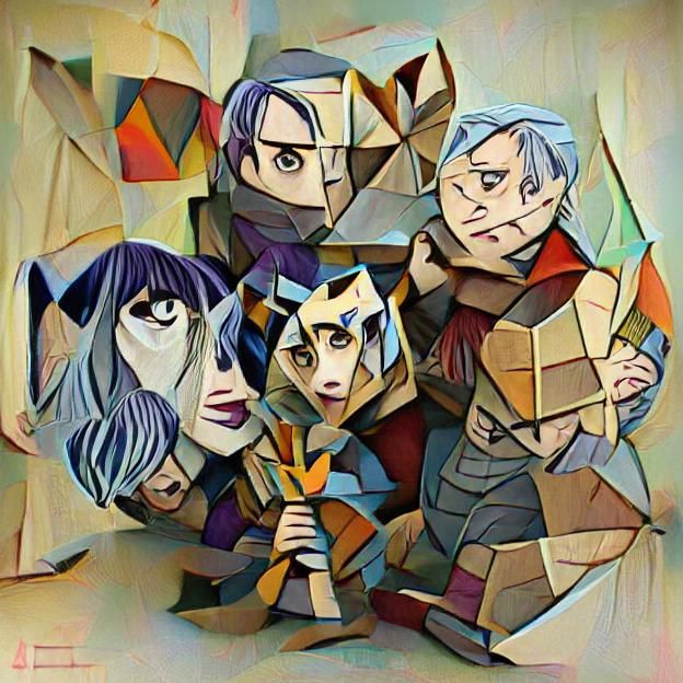 Vox Machina in Cubist Anime Style