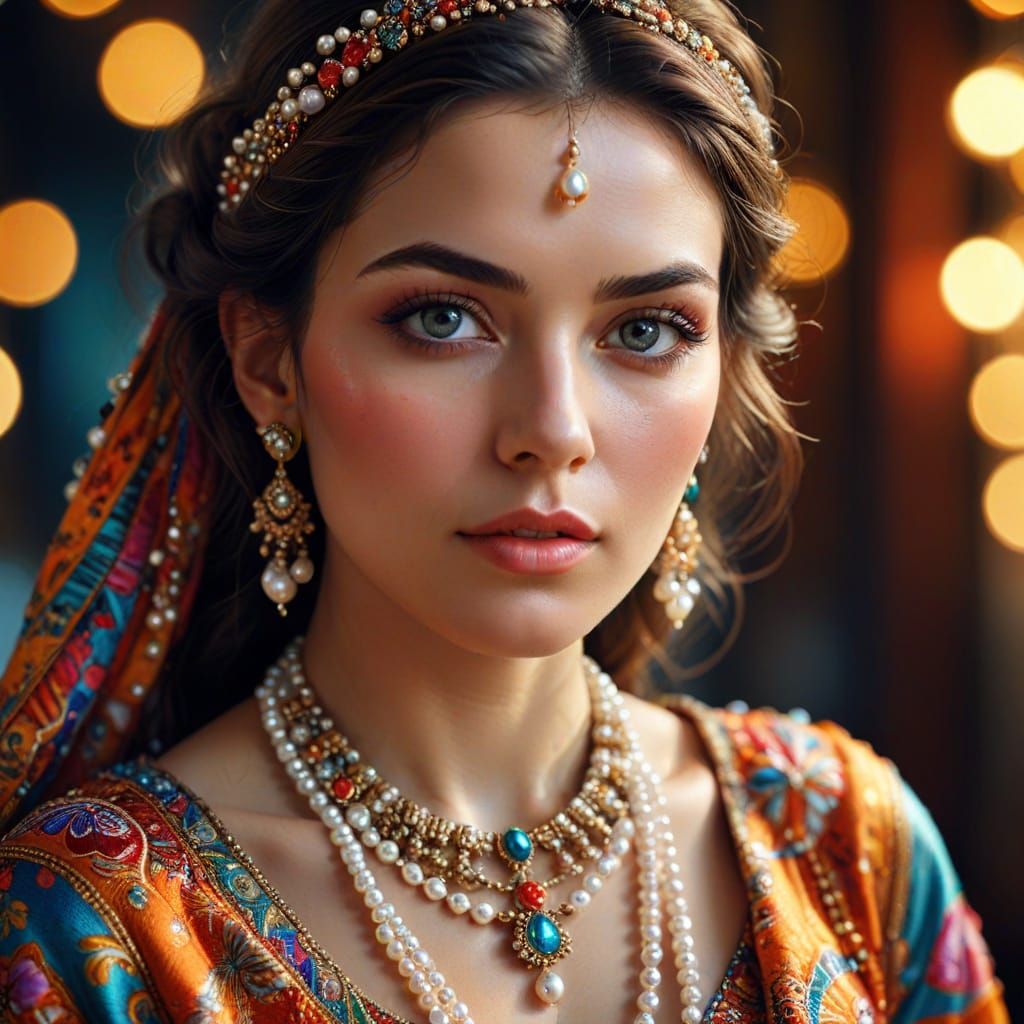 Vibrant Digital Portrait of a Mysterious Woman