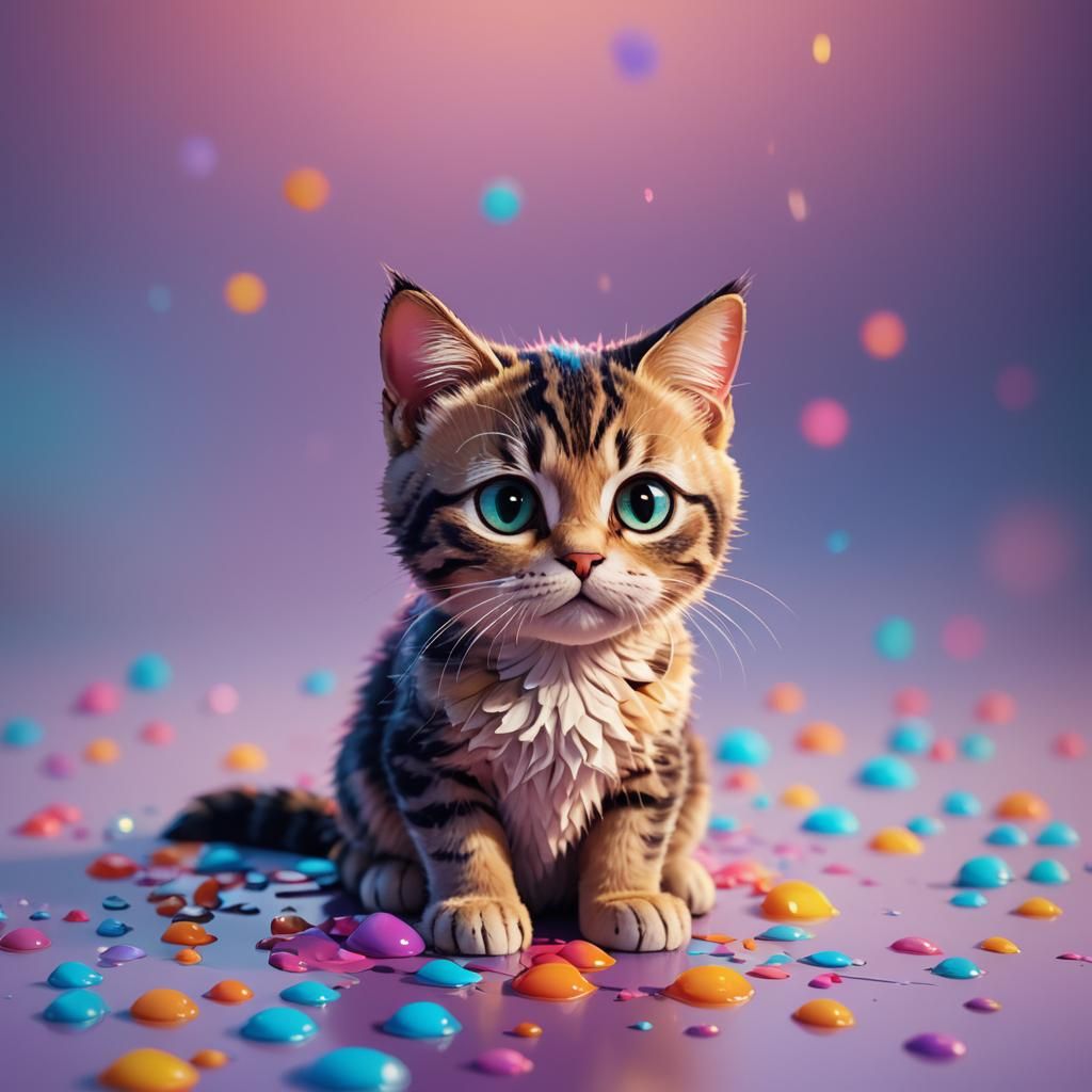 Sad Cute Cat in Pixar-Style 3D Animation