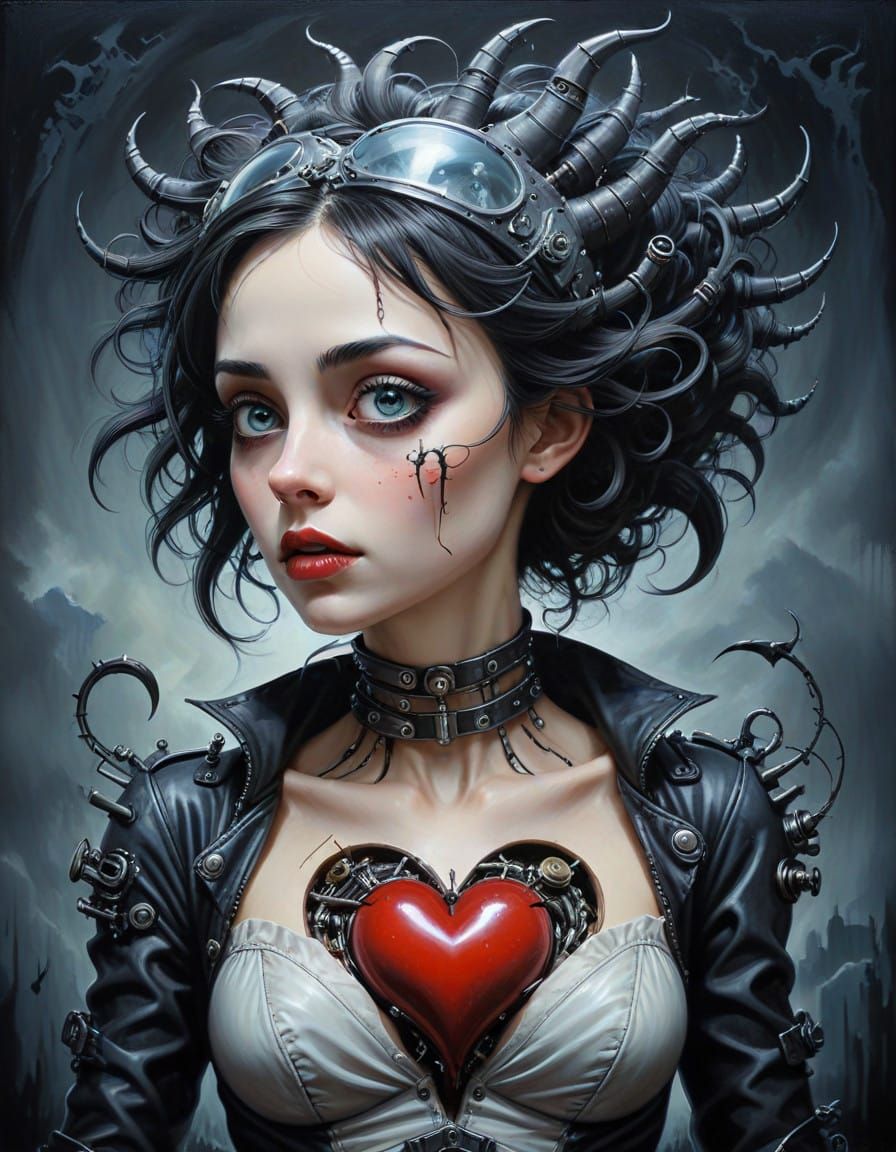 Melancholic Dieselpunk Realms as a Tim Burton-Inspired Paint...