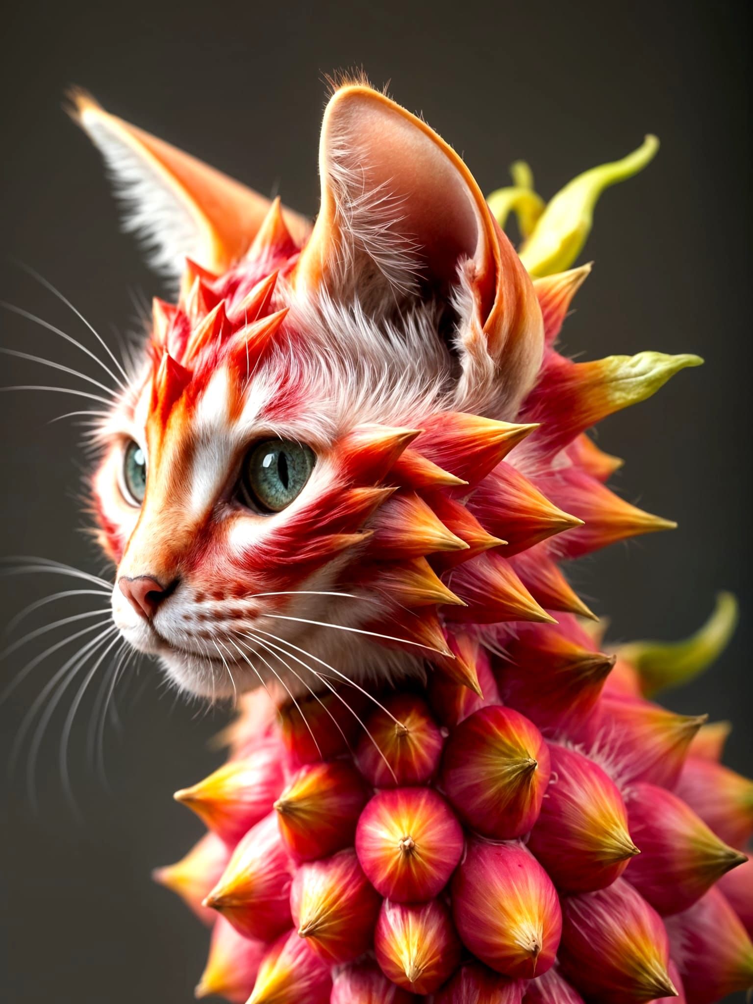 Surreal Feline Fruit Hybrid in Hyper-Realistic Style
