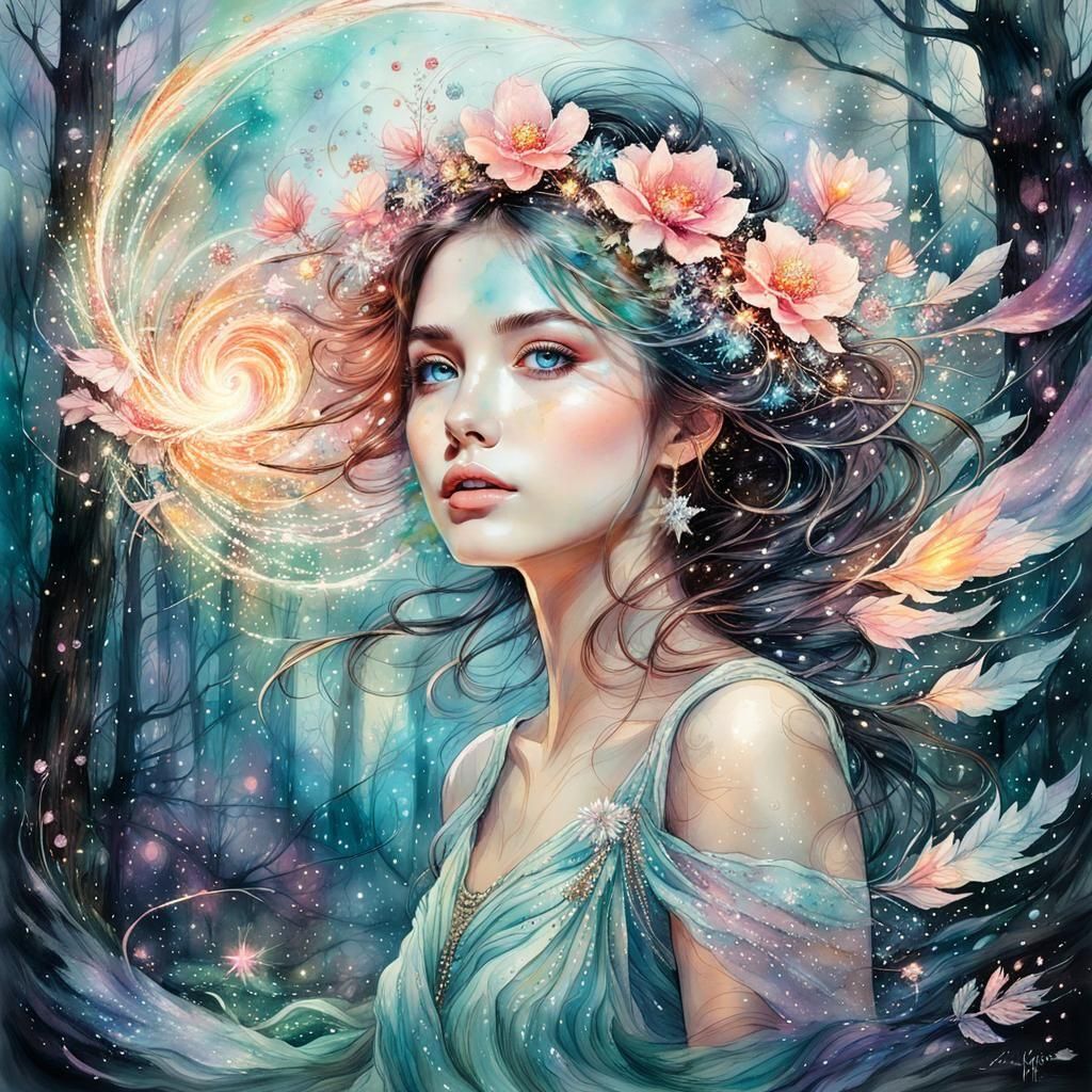 Girl,pastelcolor,  watercolor